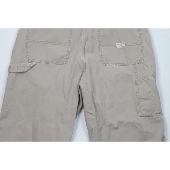Vintage Y2K Gap Mens 38x30 Faded Carpenter Wide Leg Pants Beige Cotton Workwear